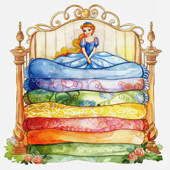 The Princess and the Pea, illustration for a fairy tale