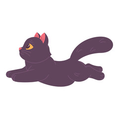 Cat jumping, side view, vector illustration