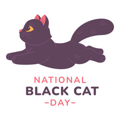 National Black Cat Day, design for cards, paper prints, web banners