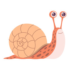 Funny snail isolated on white background, vector illustration