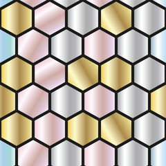 Vector hexagonal background. Polygonal print. Pentagon geometric seamless pattern. Honey comb covering.