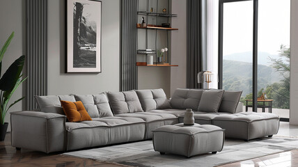 Modular sectional sofa with detachable ottoman 