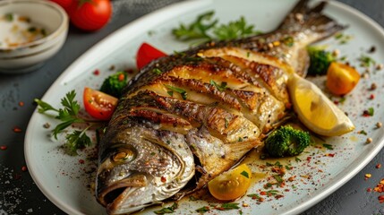 Roasted Fish Meal With Garlic Sauce, A Flavorful And Nutritious Dish