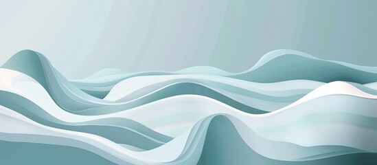 Fototapeta premium A modern minimalist summer banner with abstract wavy patterns in cool, refreshing colors. 