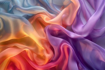 Obraz premium Abstract waves of silk fabric, flowing and intersecting in an ethereal dance of colors.