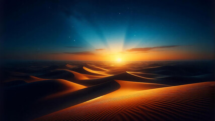 sunset over the desert