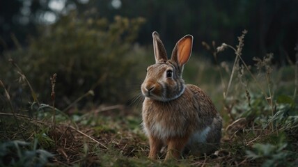 Fototapeta premium rabbit in a field, rabbit in a wild