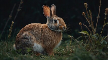 Fototapeta premium rabbit in a field, rabbit in a wild