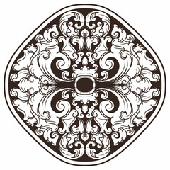 Isolated ornamental design. Ornamental elements for your designs. Black and white colors. Floral carving decoration for postcards, invitations, social media or wedding.