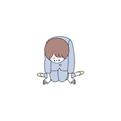 かなり落ち込んでぼんやりと無気力になるスーツの女性のイラスト