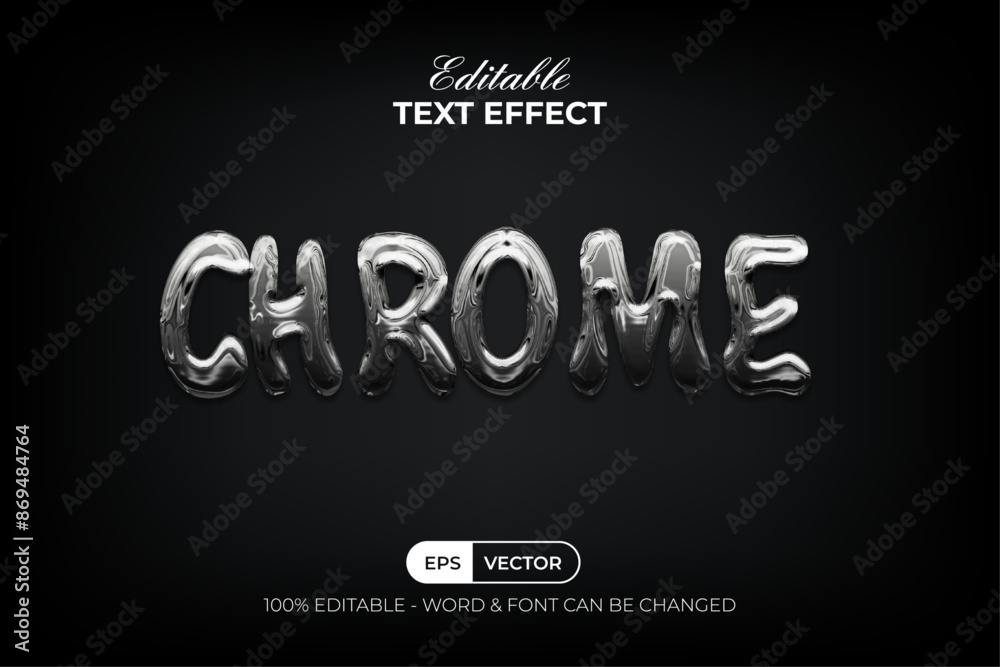 Poster Chrome Text Effect Shiny Style. Editable Text Effect.