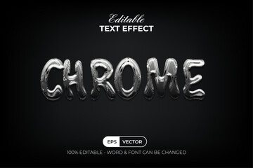 Chrome Text Effect Shiny Style. Editable Text Effect.