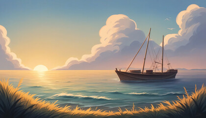 Witness the breathtaking beauty of a coastal sunrise where the horizon is ablaze with hues of pink, orange, and gold. Gentle waves lap against smooth, sandy shores while seagulls glide gracefully over