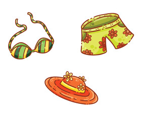 Summer bikini short pants hat beach vacation