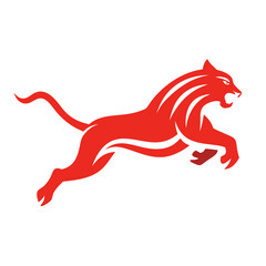 Tiger jumping Logo.  Vector illustration of a tiger jumping