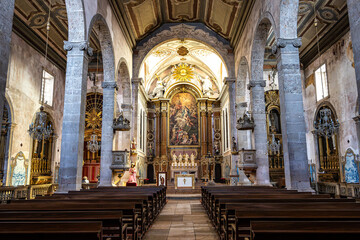 Obraz premium Interior of Igreja de Sao Juliao, St. Julian's Church is an 18th-century church located in Setubal, Portugal.