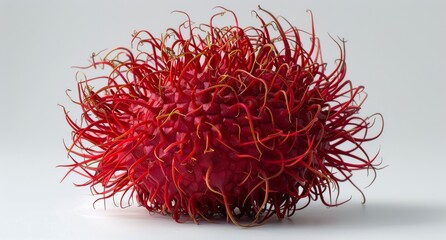 Naklejka premium Two Red Spiky Castor Beans on White Background