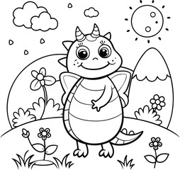 kid coloring page line art illustration black and white