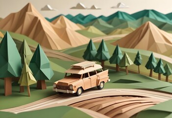 Obraz premium wagon traveling papercut art