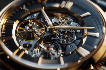 Close-up of a mechanical watch interior, showcasing the complexity and beauty of precision engineering.