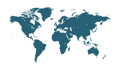 World map. Blue modern vector map. Silhouette map.