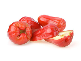 Rose apple or chomphu thai fruit , pieces of of Rose apple isolated on white background