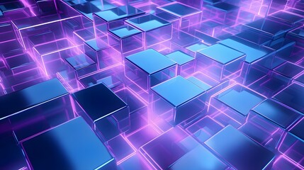 3d rendering of purple and blue abstract geometric background. Scene for advertising, technology, showcase, banner, game, sport, cosmetic, business, metaverse. Sci-Fi Illustration. Product display