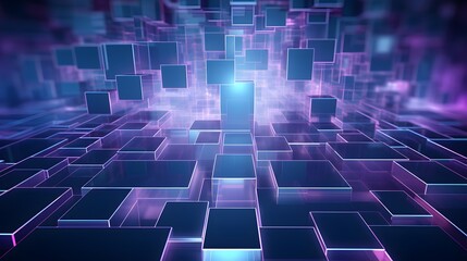 Obraz premium 3d rendering of purple and blue abstract geometric background. Scene for advertising, technology, showcase, banner, game, sport, cosmetic, business, metaverse. Sci-Fi Illustration. Product display