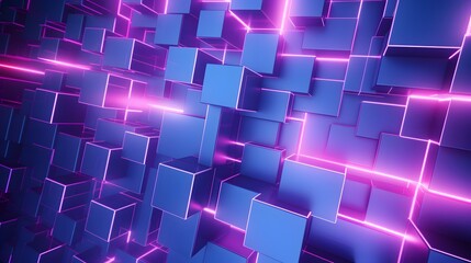 Fototapeta premium 3d rendering of purple and blue abstract geometric background. Scene for advertising, technology, showcase, banner, game, sport, cosmetic, business, metaverse. Sci-Fi Illustration. Product display
