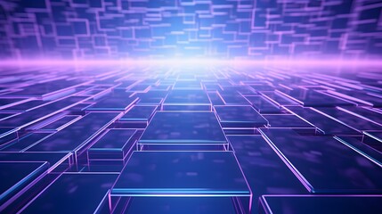 3d rendering of purple and blue abstract geometric background. Scene for advertising, technology, showcase, banner, game, sport, cosmetic, business, metaverse. Sci-Fi Illustration. Product display