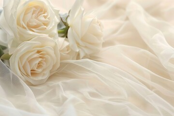 White Roses on Sheer Fabric