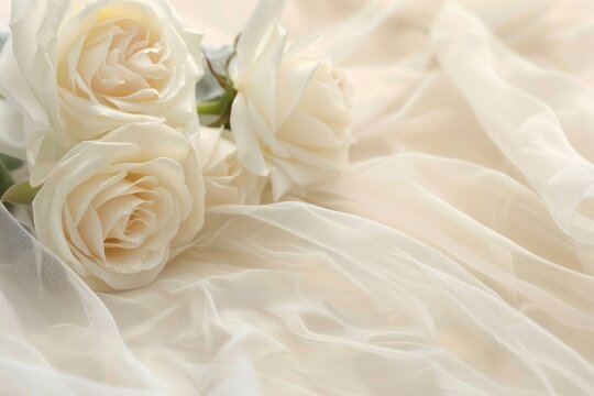 White Roses on Sheer Fabric