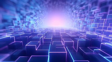Obraz premium 3d rendering of purple and blue abstract geometric background. Scene for advertising, technology, showcase, banner, game, sport, cosmetic, business, metaverse. Sci-Fi Illustration. Product display