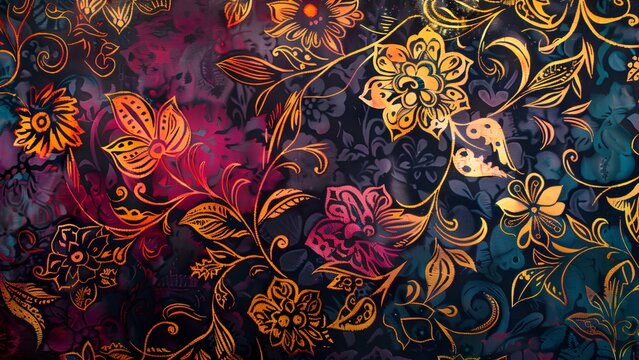 floral pattern with flowers batic