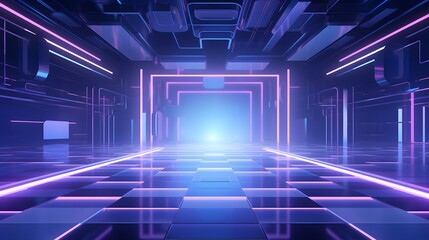 Fototapeta premium 3d rendering of purple and blue abstract geometric background. Scene for advertising, technology, showcase, banner, game, sport, cosmetic, business, metaverse. Sci-Fi Illustration. Product display