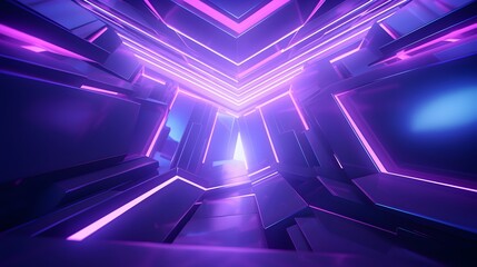 Obraz premium 3d rendering of purple and blue abstract geometric background. Scene for advertising, technology, showcase, banner, game, sport, cosmetic, business, metaverse. Sci-Fi Illustration. Product display