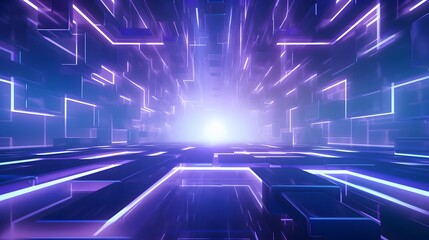 Obraz premium 3d rendering of purple and blue abstract geometric background. Scene for advertising, technology, showcase, banner, game, sport, cosmetic, business, metaverse. Sci-Fi Illustration. Product display