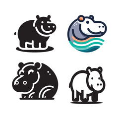 Hippopotamus Bundle Vector Design, Illustration