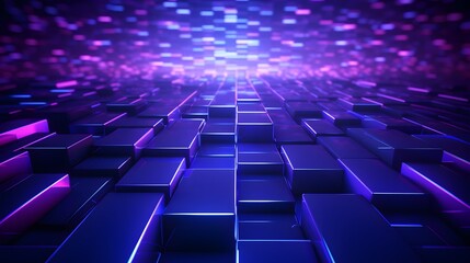 Obraz premium 3d rendering of purple and blue abstract geometric background. Scene for advertising, technology, showcase, banner, game, sport, cosmetic, business, metaverse. Sci-Fi Illustration. Product display