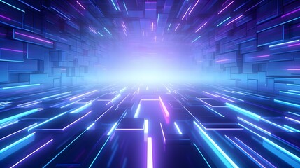 Obraz premium 3d rendering of purple and blue abstract geometric background. Scene for advertising, technology, showcase, banner, game, sport, cosmetic, business, metaverse. Sci-Fi Illustration. Product display