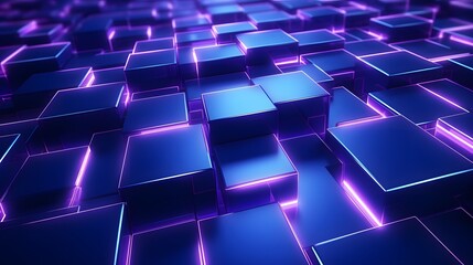 Obraz premium 3d rendering of purple and blue abstract geometric background. Scene for advertising, technology, showcase, banner, game, sport, cosmetic, business, metaverse. Sci-Fi Illustration. Product display
