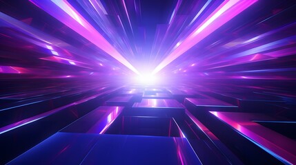 Obraz premium 3d rendering of purple and blue abstract geometric background. Scene for advertising, technology, showcase, banner, game, sport, cosmetic, business, metaverse. Sci-Fi Illustration. Product display