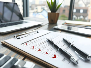 Monitoring and selection, Checklist and Quality Assurance, Online survey filling out, digital form checklist, Business performance monitoring concept, Concept of hiring, selection, interview