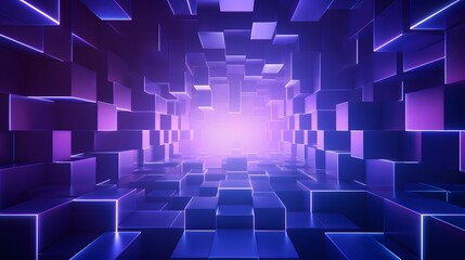 3d rendering of purple and blue abstract geometric background. Scene for advertising, technology,...