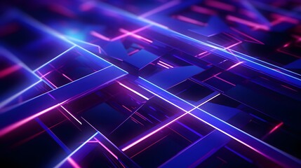 Obraz premium 3d rendering of purple and blue abstract geometric background. Scene for advertising, technology, showcase, banner, game, sport, cosmetic, business, metaverse. Sci-Fi Illustration. Product display
