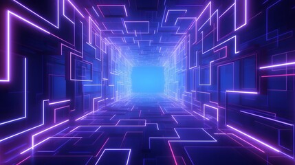 3d rendering of purple and blue abstract geometric background. Scene for advertising, technology, showcase, banner, game, sport, cosmetic, business, metaverse. Sci-Fi Illustration. Product display