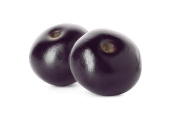 Fresh ripe acai berries isolated on white