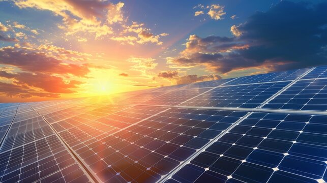 Solar Panels at Sunset