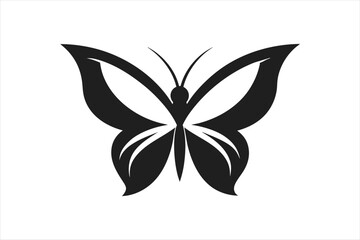  A minimalist butterfly silhouette black logo vector art illustration