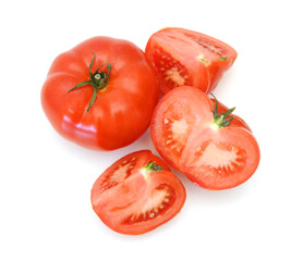Ripe tomatoes isolated on white background
